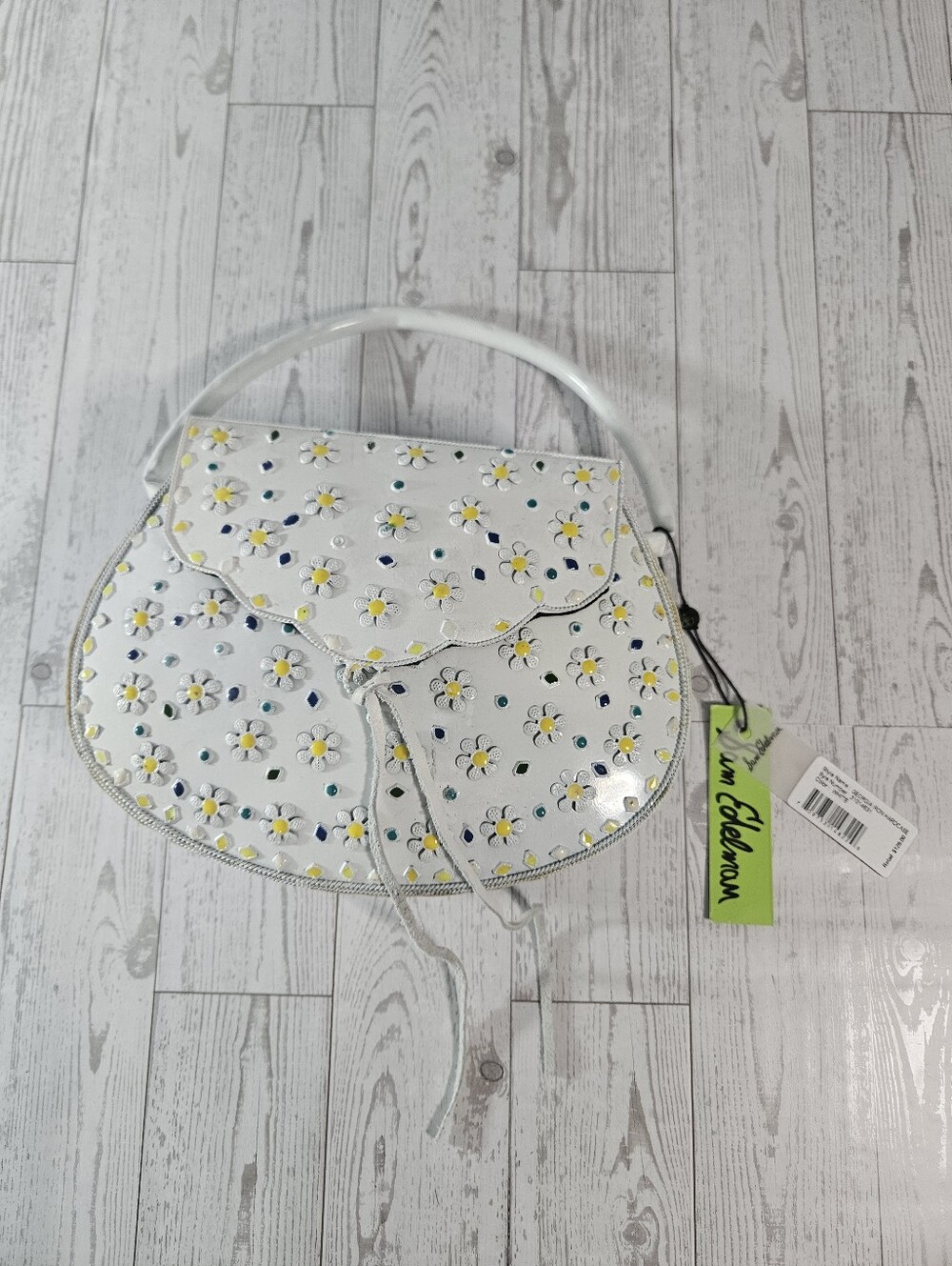 NWT Sam Edelman Georgia Iron Hardcase Bag White Crossbody Chain Boho